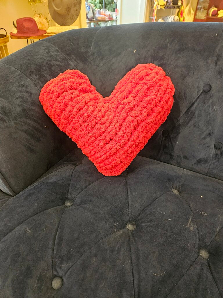 Hand Knit Chunky Heart Throw Pillow Feb.8th 1:30p-2:30p