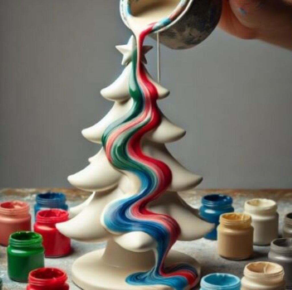 Acrylic Paint Pour Ceramic Christmas Trees Dec.10th 6:30p-8:30p