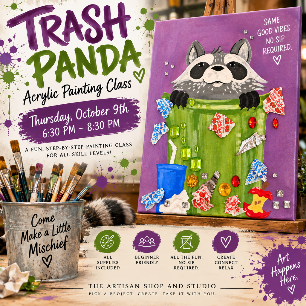 Trash Panda Acrylic Painting Class Oct. 9th 6:30pm - 8:30pm
